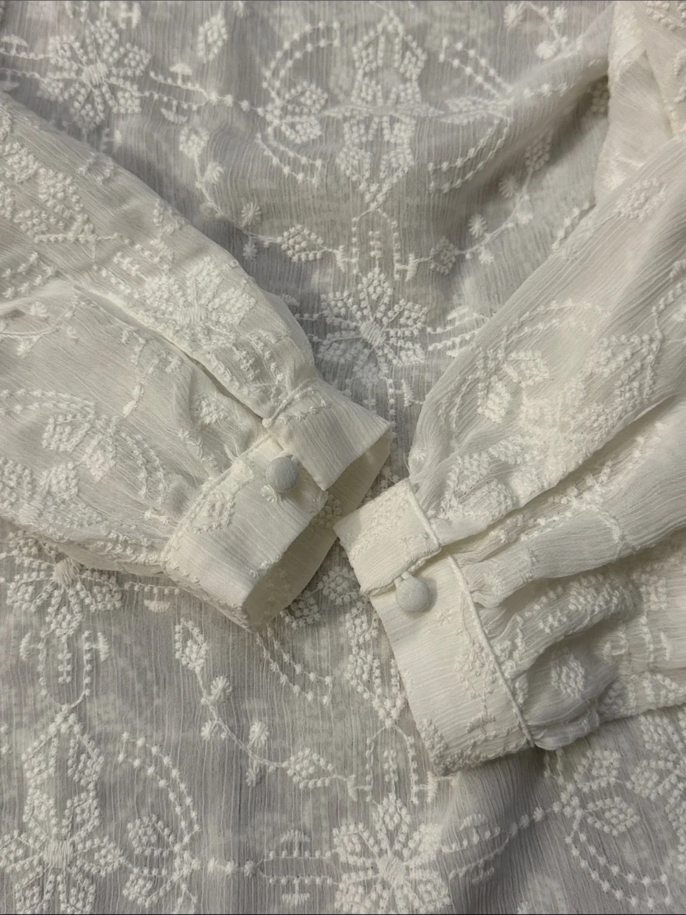 Sézane Size US 2 / FR 34 Valentine Blouse In Ecru NWT Embroidered Quiet Luxury